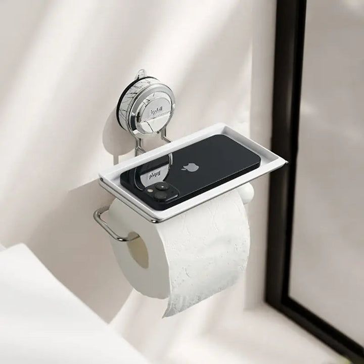 BowLift | Stainless Steel Toilet Paper Holder with Suction Mechanism – No Drilling