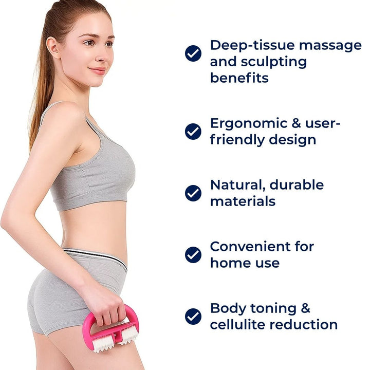 ToneWood | Cellulite Massage Roller – Deep‑Tissue Sculpt – Natural Wood – Home Body Toning Bowlift