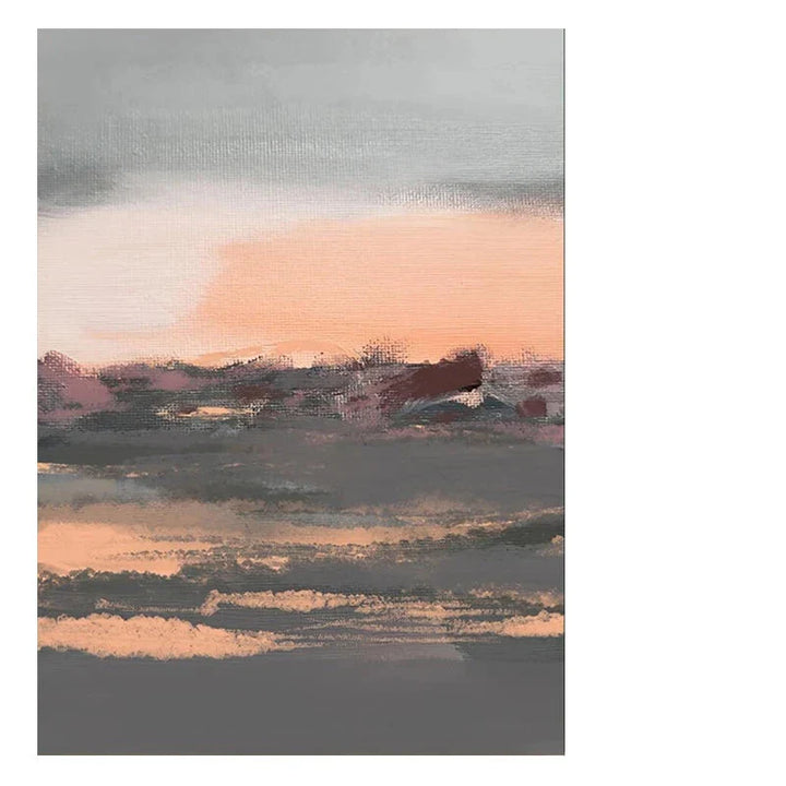 Tranquil Peachy Grey Abstract Landscape Canvas Print Wall Art For Living Room - Modern Wall Art for Contemporary Interiors | Bowlift
