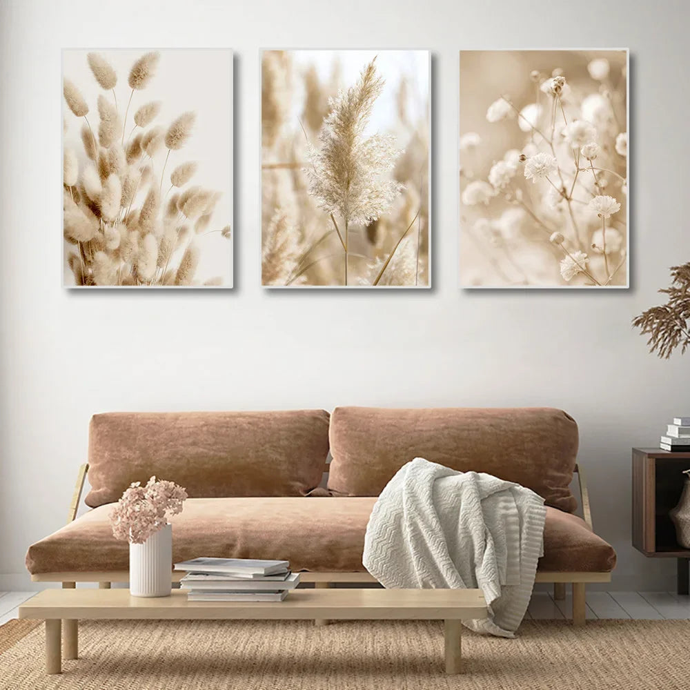 Tranquil Sea Grass Beach Seaside Landscape Wall Art Fine Art Canvas Prints Scandinavian Pictures Of Calm For Inspirational Living Room Decor | Bowlift