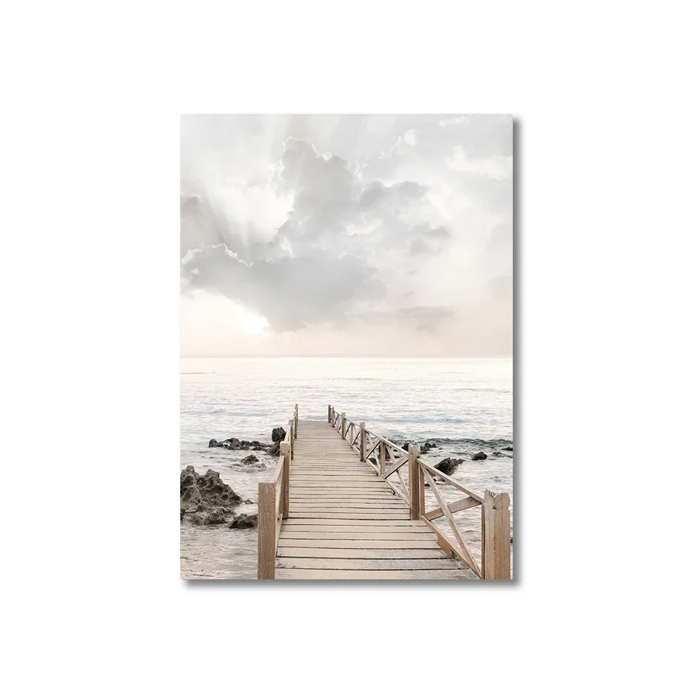 Tranquil Sea Grass Beach Seaside Landscape Wall Art Fine Art Canvas Prints Scandinavian Pictures Of Calm For Inspirational Living Room Decor | Bowlift