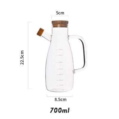 Transparent glass oil bottle with handle Bowlift