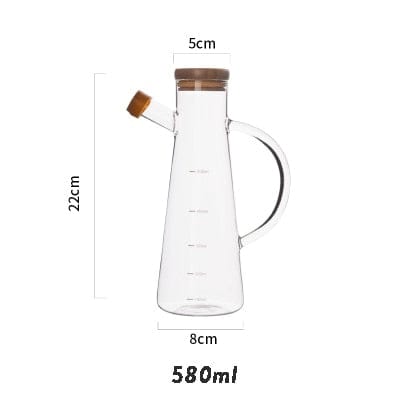 Transparent glass oil bottle with handle Bowlift