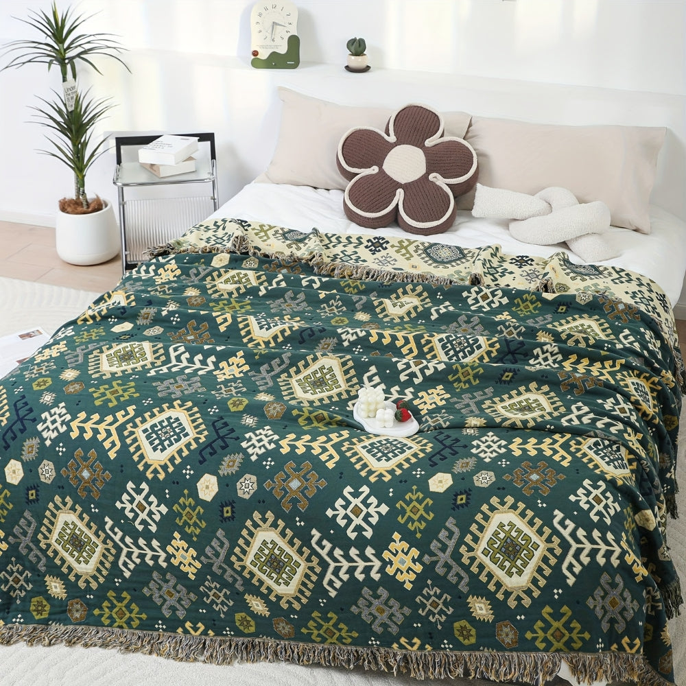 BowLift | Tribal-Inspired Soft Geometric Fringe Blanket