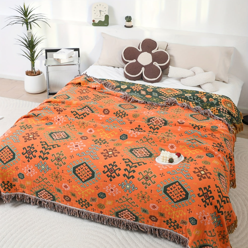 BowLift | Tribal-Inspired Soft Geometric Fringe Blanket
