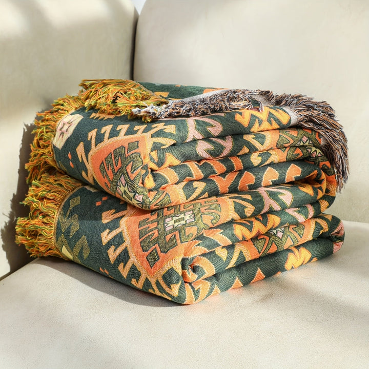 BowLift | Tribal-Inspired Soft Geometric Fringe Blanket