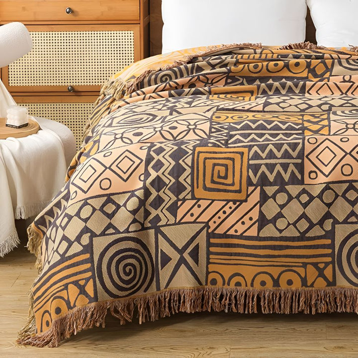 BowLift | Tribal Patchwork Reversible Tassel Cotton Blanket