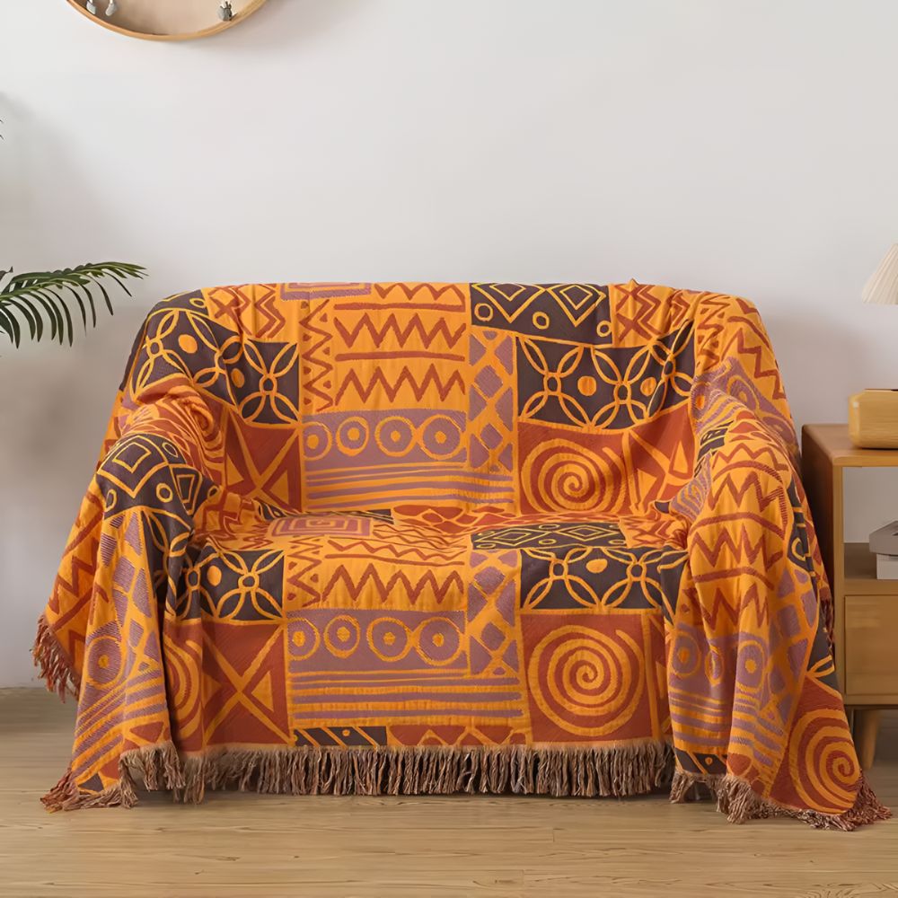 BowLift | Tribal Patchwork Reversible Tassel Cotton Blanket