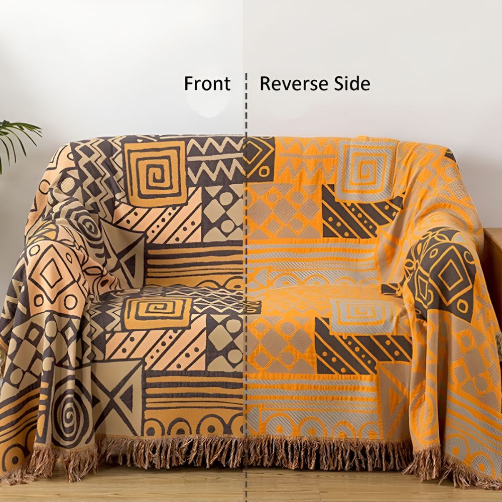 BowLift | Tribal Patchwork Reversible Tassel Cotton Blanket