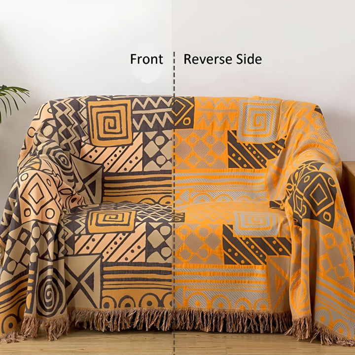 BowLift | Tribal Patchwork Reversible Tassel Cotton Blanket