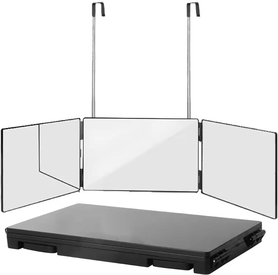 BowLift | Foldable 3-way mirror with hook for make-up, hair styling & shaving