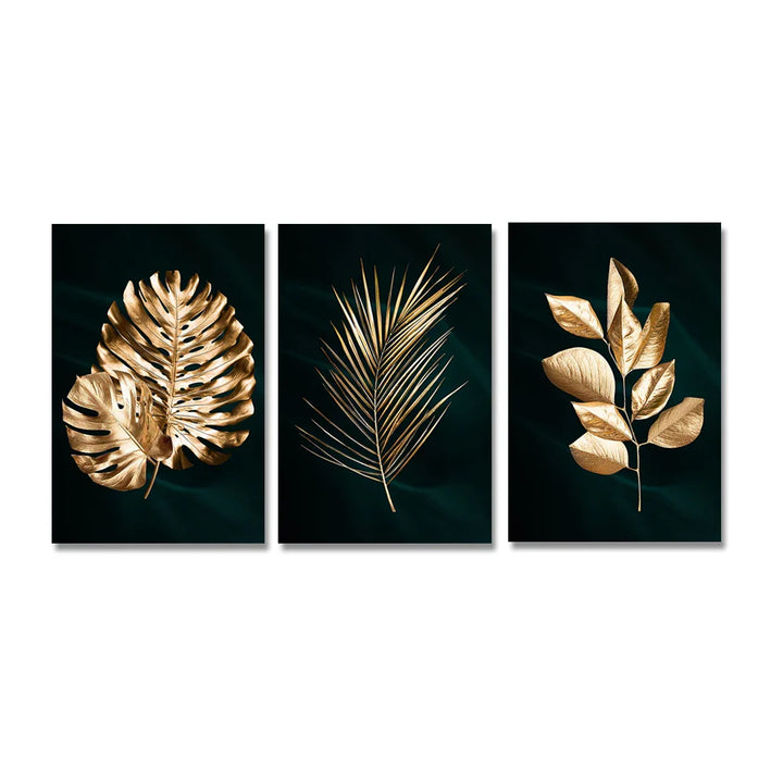 Tropical Botany Exotic Golden Palm Leaves Wall Art Fine Art Canvas Prints Pictures For Living Room Dining Room Nordic Home Decor | Bowlift