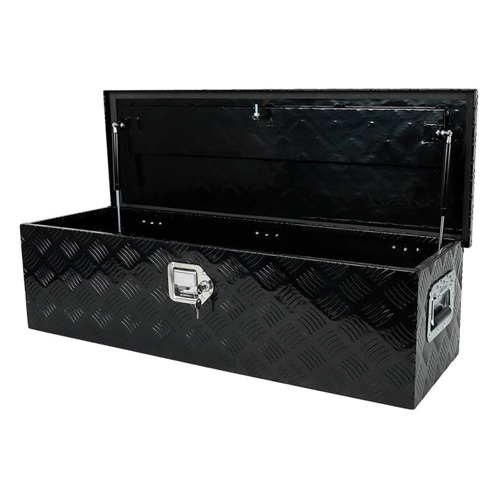 BowLift | 39" Heavy Duty Aluminum Stripes Plated Tool Box Pick Up Truck Toolbox Storage Organizer with Side Handle, Lock and Keys