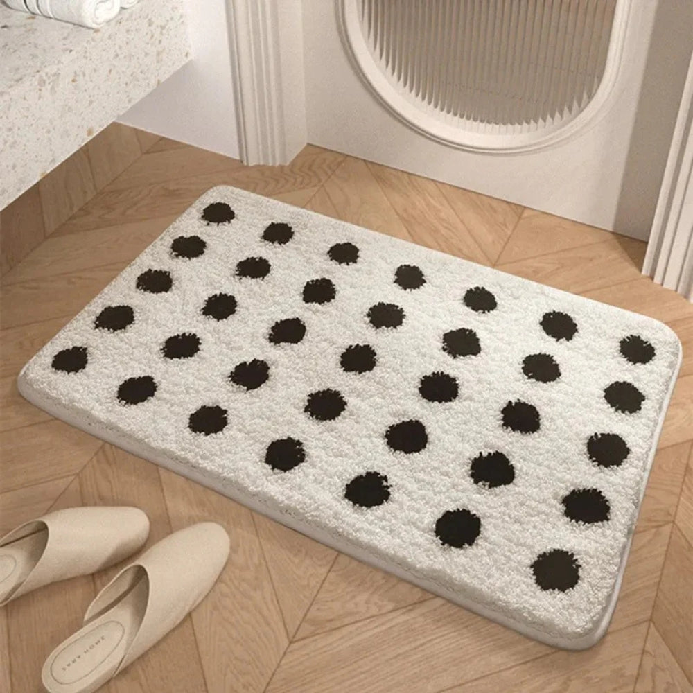 BowLift | Tufted Plush Polka Dot Bath Mat