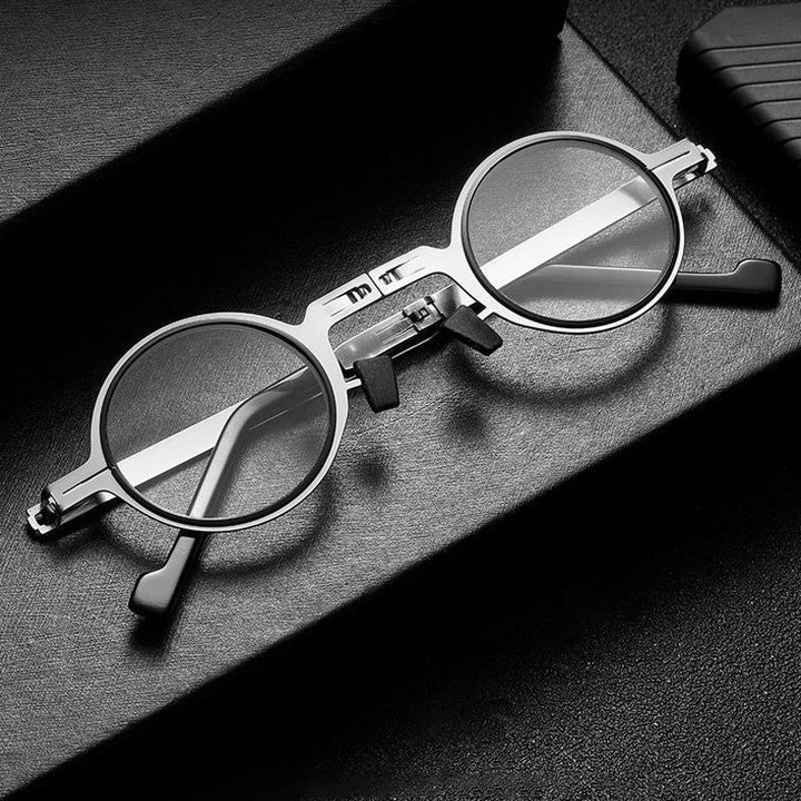 BowLift | Titanium Reading Glasses with Blue Light Protection – Foldable and Lightweight, Silver, Round/Square