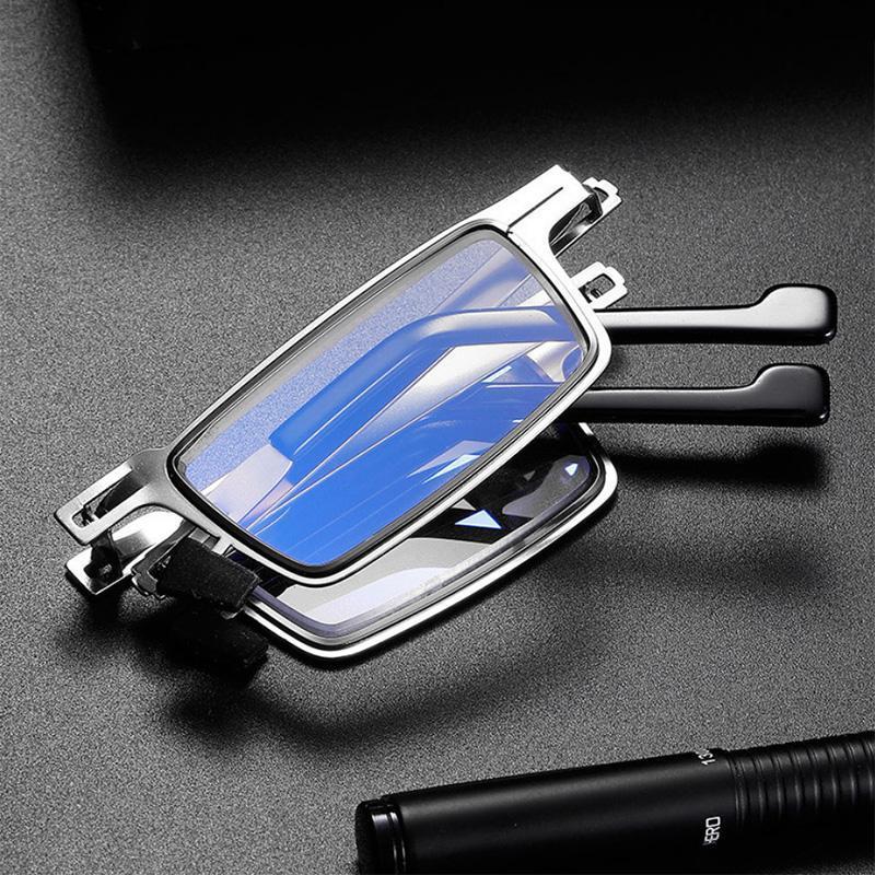 BowLift | Titanium Reading Glasses with Blue Light Protection – Foldable and Lightweight, Silver, Round/Square
