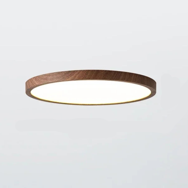 BowLift | Modern Circular Ceiling Lamp with Adjustable LED Lighting in Warm Walnut Color for Living Room and Bedroom