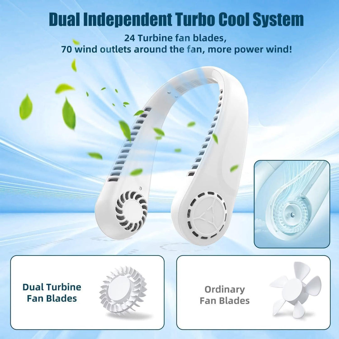 Portable Neck Fans - Portable 5 Speed Neck Fan USB Rechargeable Neckband Bladeless Cooler | Bowlift