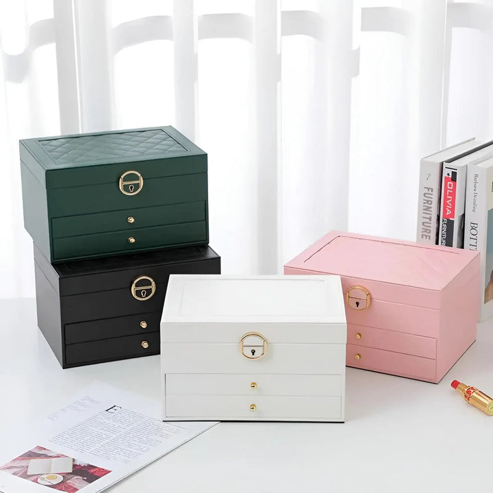 BowLift | EleganceBox – Luxury Multi-Layer Jewellery Organiser in Premium PU Leather