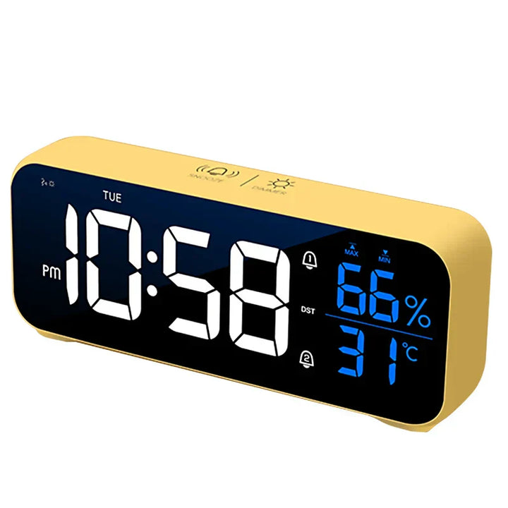Multipurpose Musical LED Desk Clock with Alarm Function, Temperature and Humidity Display – Digital Clock for Desk and Bedroom | Bowlift