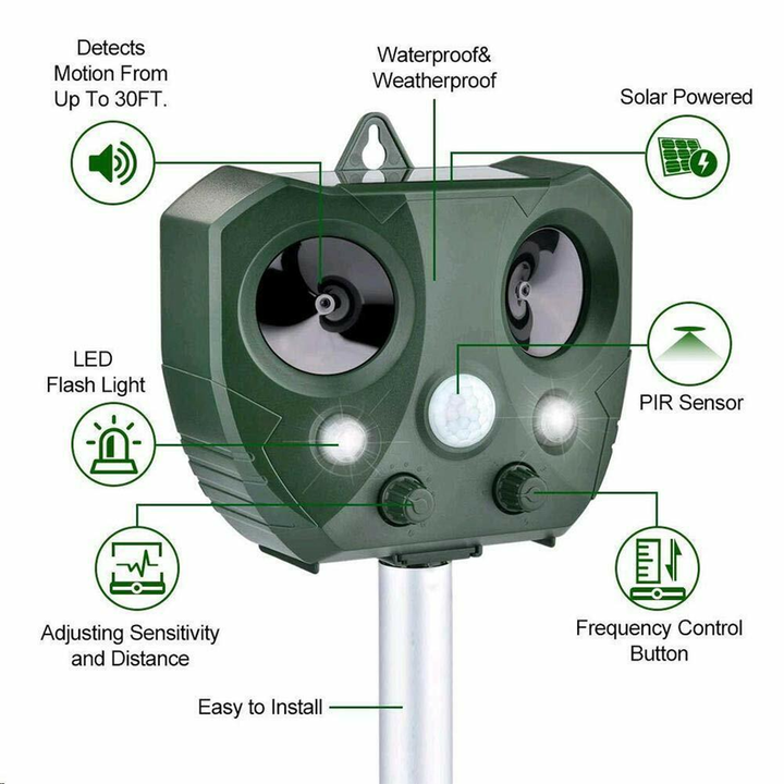 BowLift | Effective Pest Repeller – Solar Ultrasonic Animal Deterrent for Garden