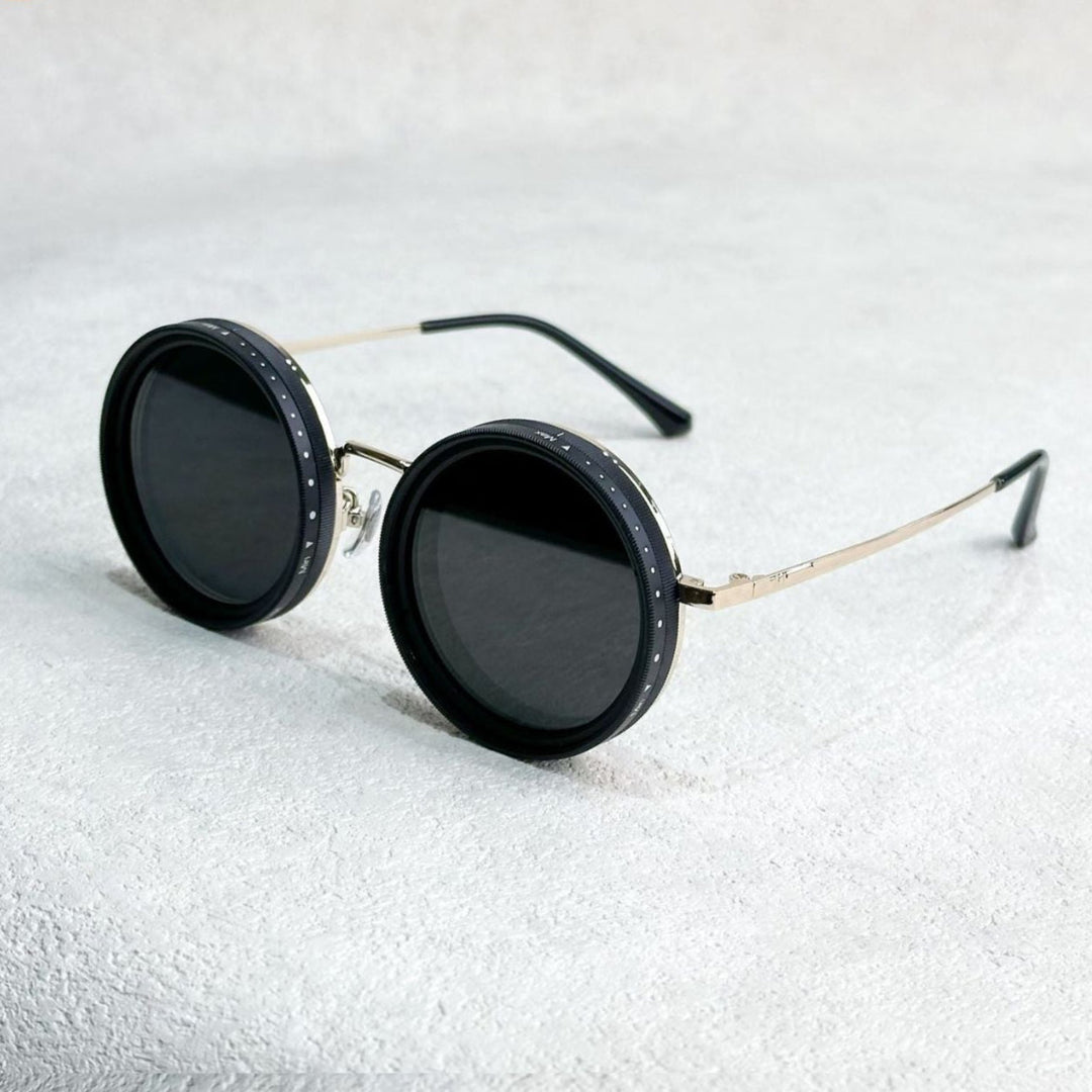 BowLift | Unisex Round Polarised Sunglasses – Adjustable Light Reduction – Premium Metal Frame