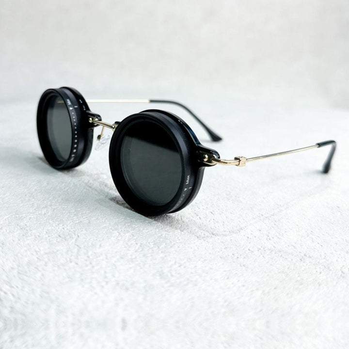 BowLift | Unisex Round Polarised Sunglasses – Adjustable Light Reduction – Premium Metal Frame