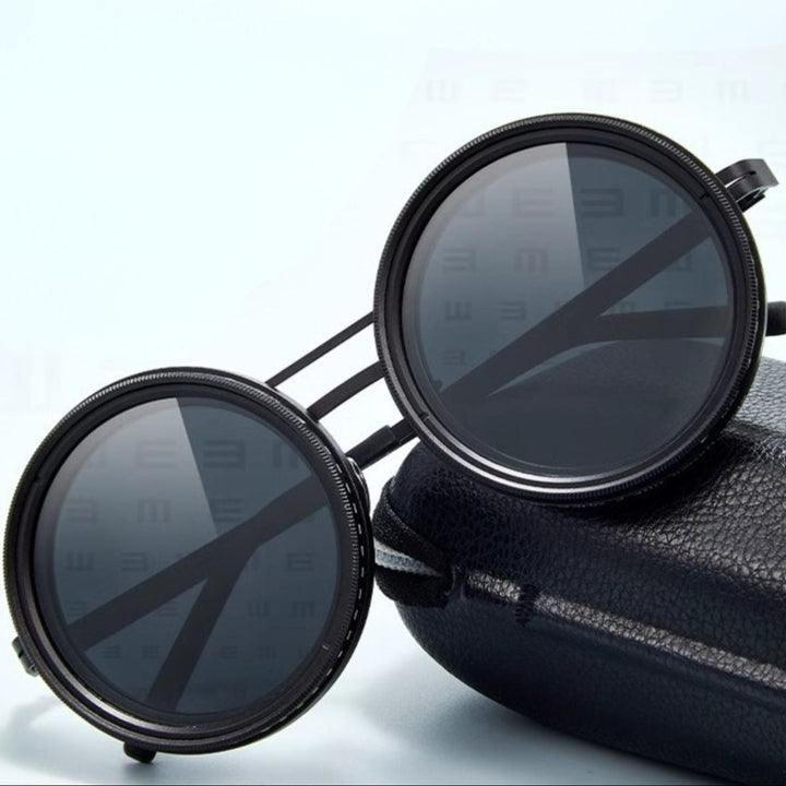 BowLift | Unisex Round Polarised Sunglasses – Adjustable Light Reduction – Premium Metal Frame