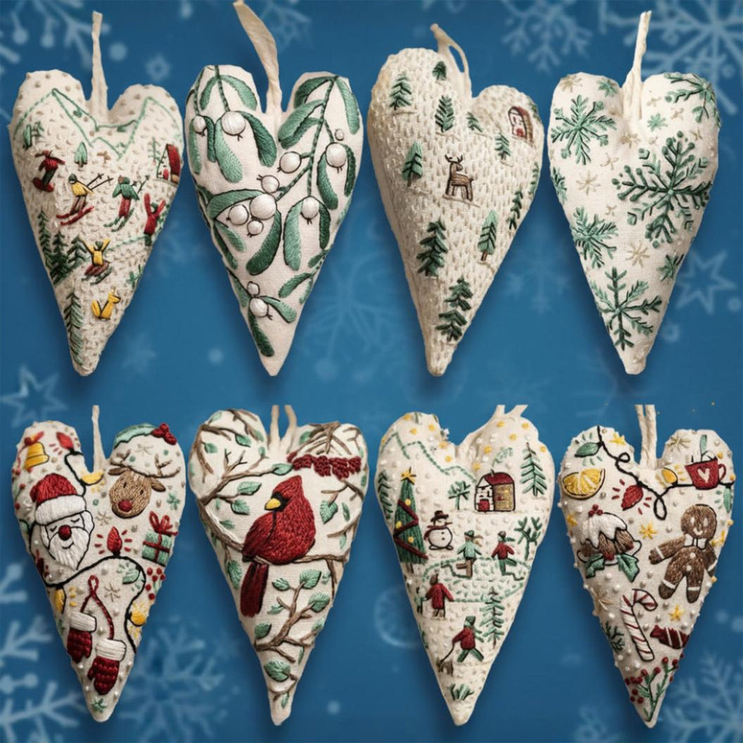 DIY Christmas Ornament Kit – Heart-Shaped Hand Embroidery Craft Bowlift