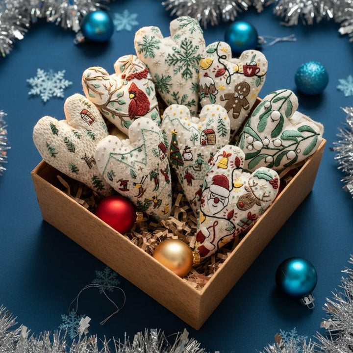 DIY Christmas Ornament Kit – Heart-Shaped Hand Embroidery Craft Bowlift