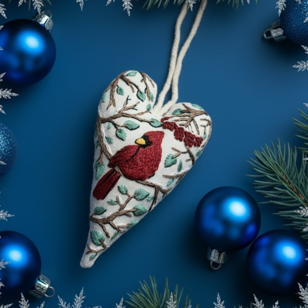 DIY Christmas Ornament Kit – Heart-Shaped Hand Embroidery Craft Bowlift