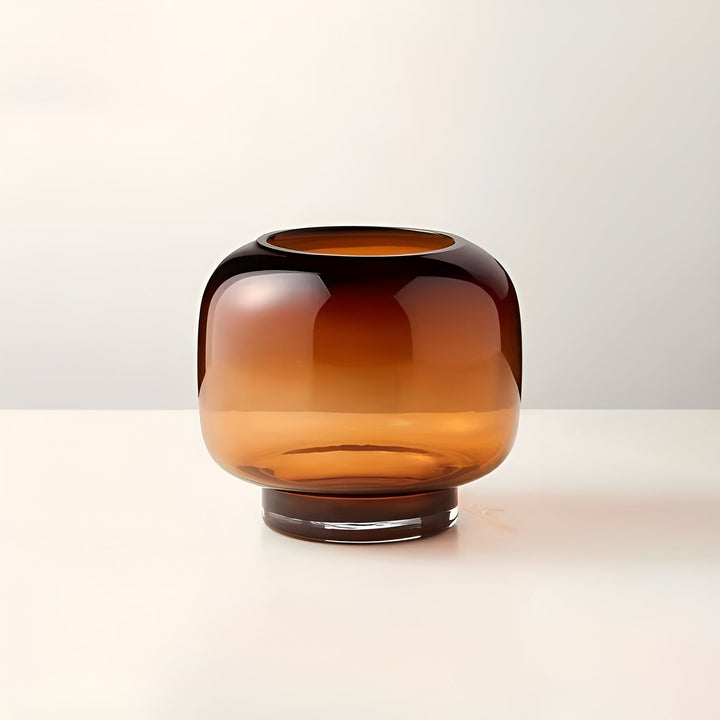 Glass Vase Hand Bowliftown – Minimalistic and Decorative | Transparent Design for Flowers, Hydroponics and Modern Living Spaces in Amber | Bowlift