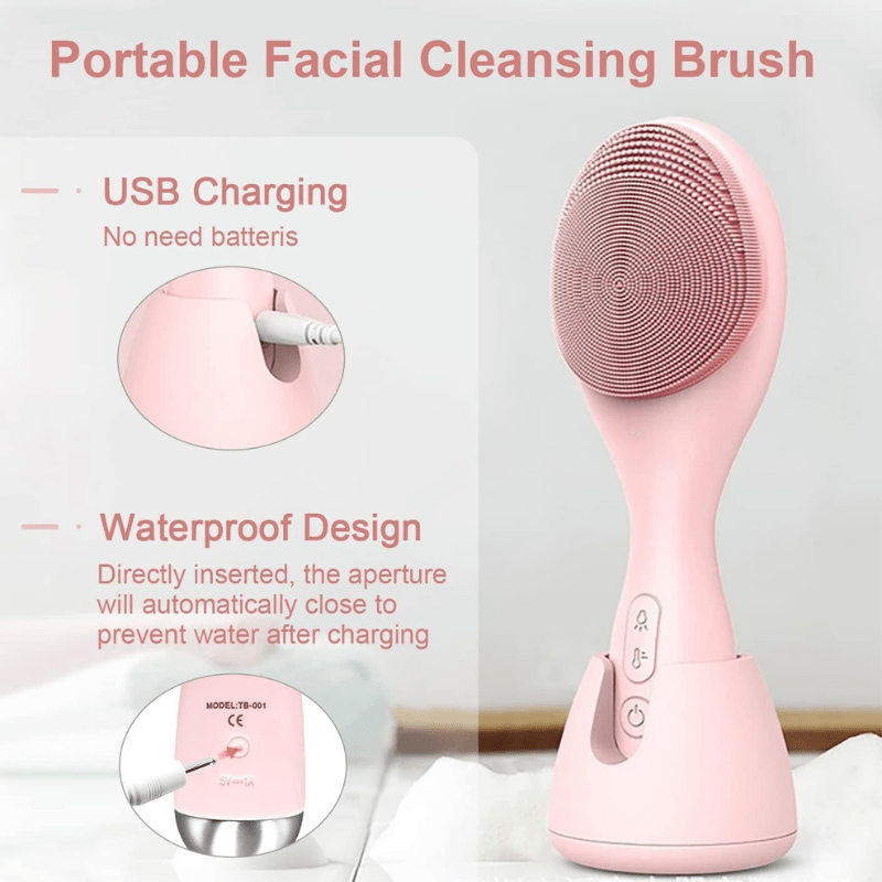 BowLift | Electric facial cleanser with LED light & 42 °C heat technology | Silicone skincare device with sound vibration
