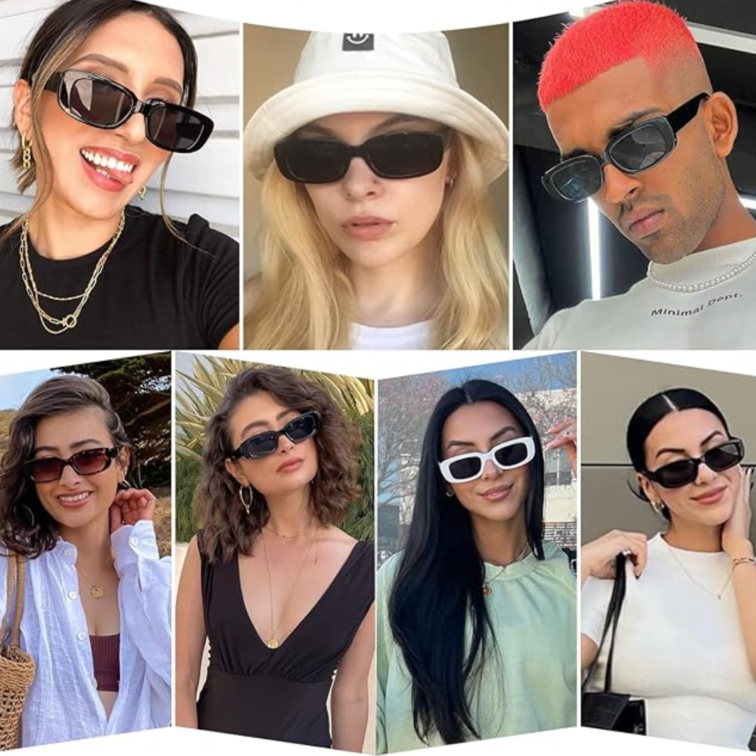 Retro Rectangular Y2K Sunglasses - Aria | Bowlift