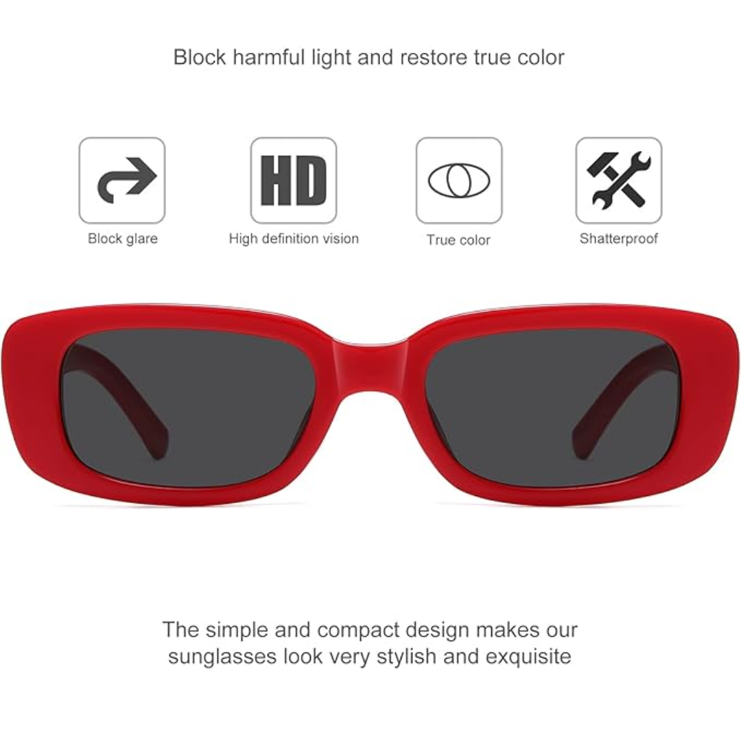 Retro Rectangular Y2K Sunglasses - Aria | Bowlift