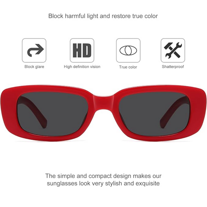 Retro Rectangular Y2K Sunglasses - Aria | Bowlift