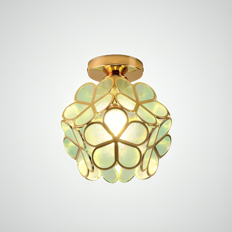 BowLift | PetalLume – Retro Glass Ceiling Lamp with Flowers