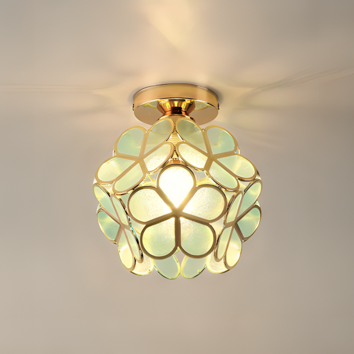 BowLift | PetalLume – Retro Glass Ceiling Lamp with Flowers