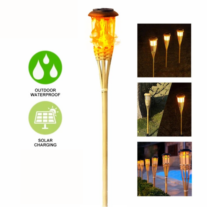 BowLift | Solar Torch 5-Piece Set | Flame Effect LED Garden Lights | Solar Powered | Decorative Light for Outdoors