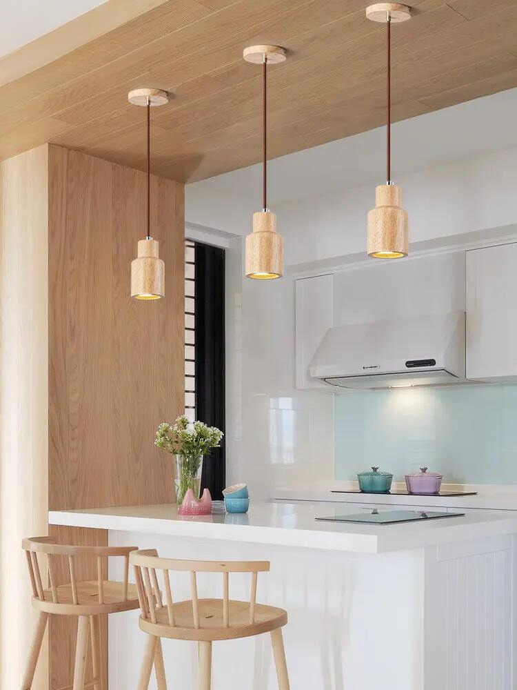 Scandinavian Wooden Pendant Lamp – Minimalist Design for Living Room and Bedroom | Natural Wood Look | Bowlift
