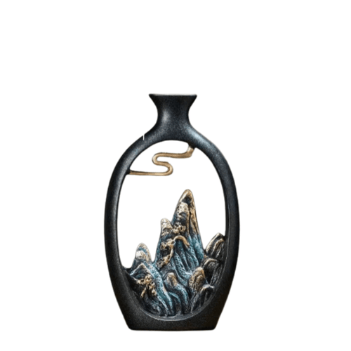 BowLift | TranquilPeak – Artistic Ceramic Mountain Landscape Vase | Elegant Black Interior Decor