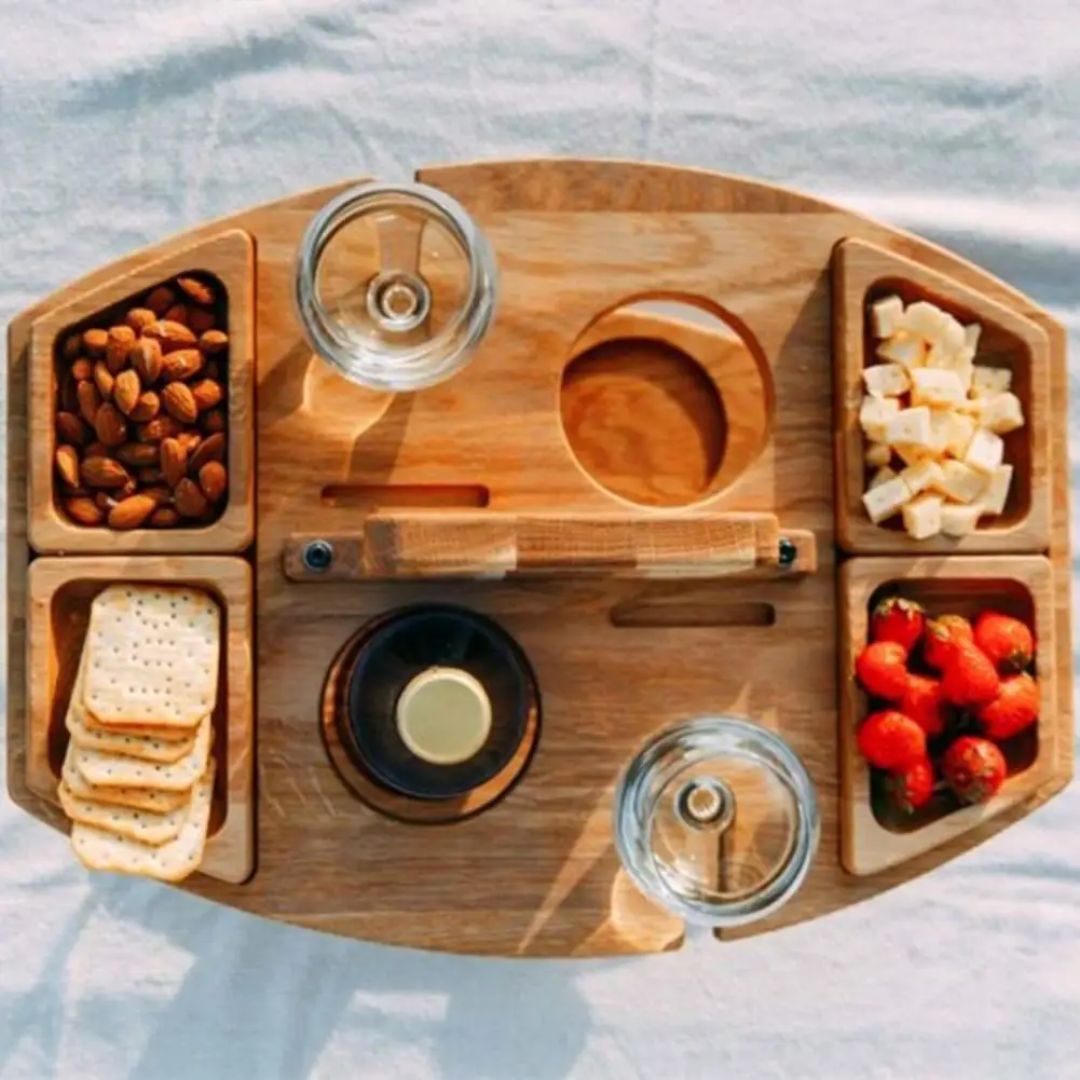 WineFold Table - Elegant Wooden Folding Table for Wine Bowlift
