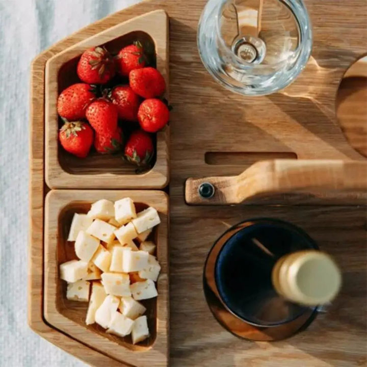 WineFold Table - Elegant Wooden Folding Table for Wine Bowlift