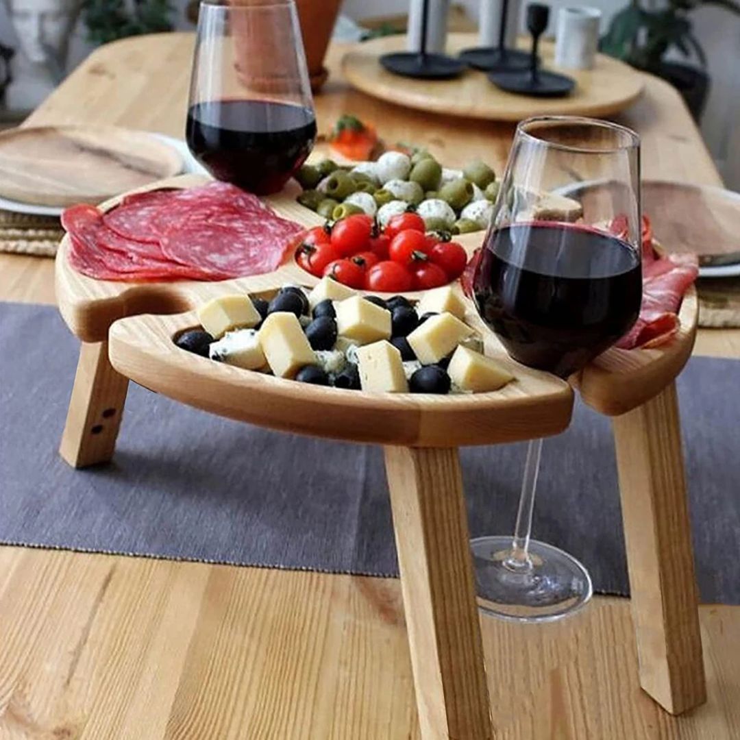 CheeseBoard Delights – Stylish Wooden Picnic Accessory Bowlift