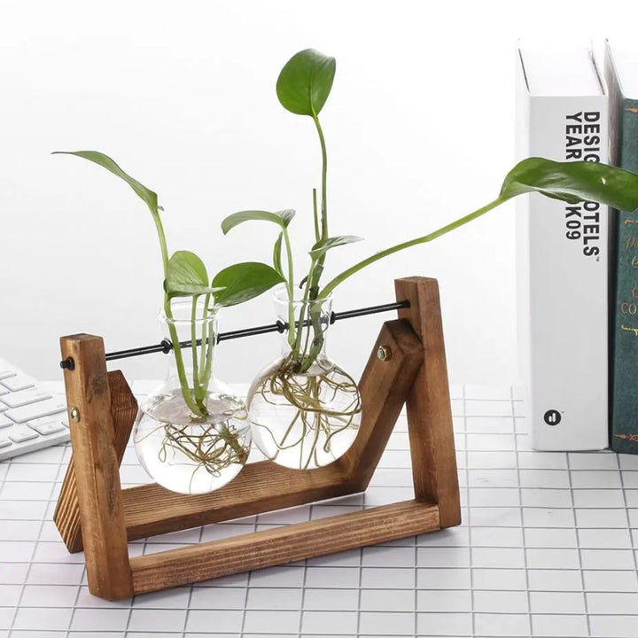 BowLift | Modern hydroponic pot with a wooden tray