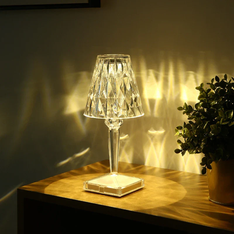CrystalLuxe Table Lamp - Elegant Crystal Table Lighting Bowlift