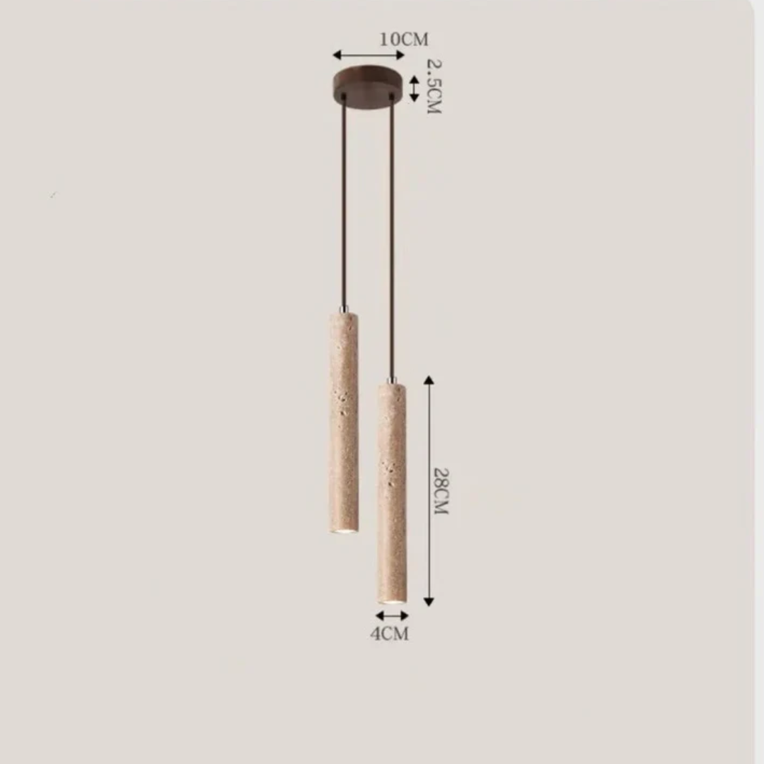 LumoLine – Wabi-Sabi Travertine LED Chandelier Bowlift