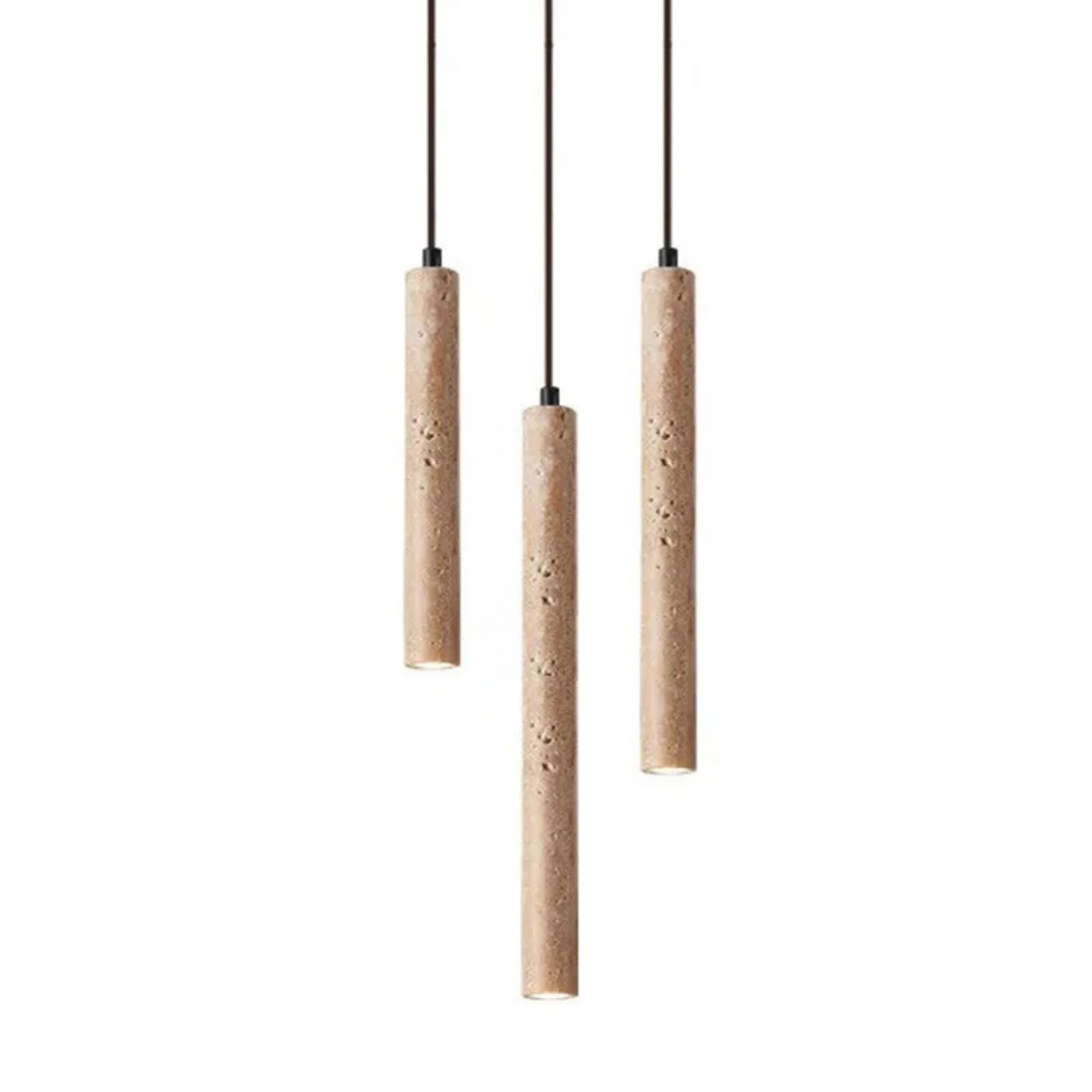 LumoLine – Wabi-Sabi Travertine LED Chandelier Bowlift