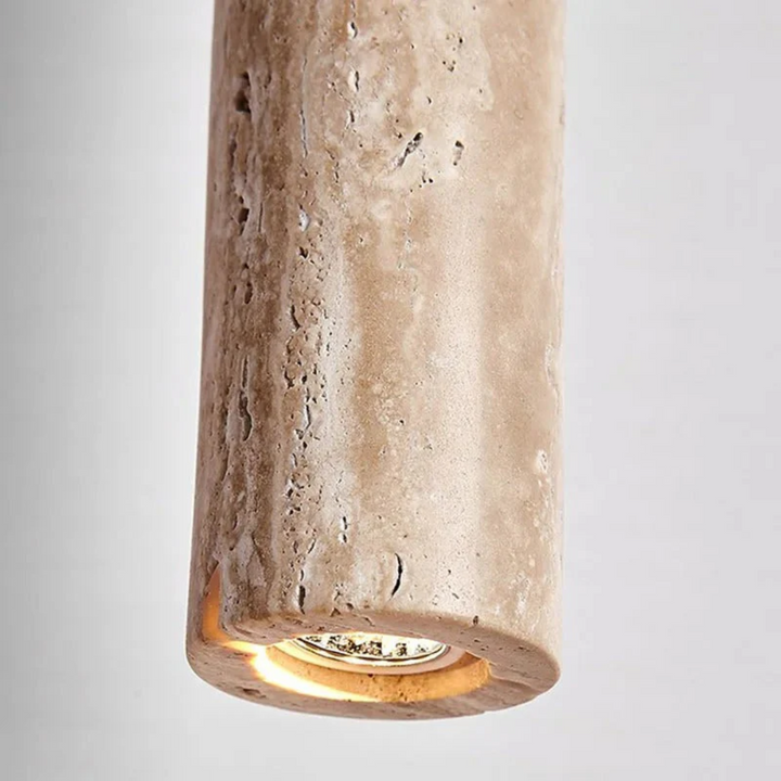 LumoLine – Wabi-Sabi Travertine LED Chandelier Bowlift