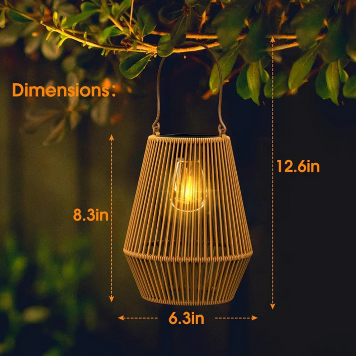 BowLift | Handwoven Waterproof Solar Garden Lantern – Outdoor LED Rattan Light for Patio, Pathways & Balcony